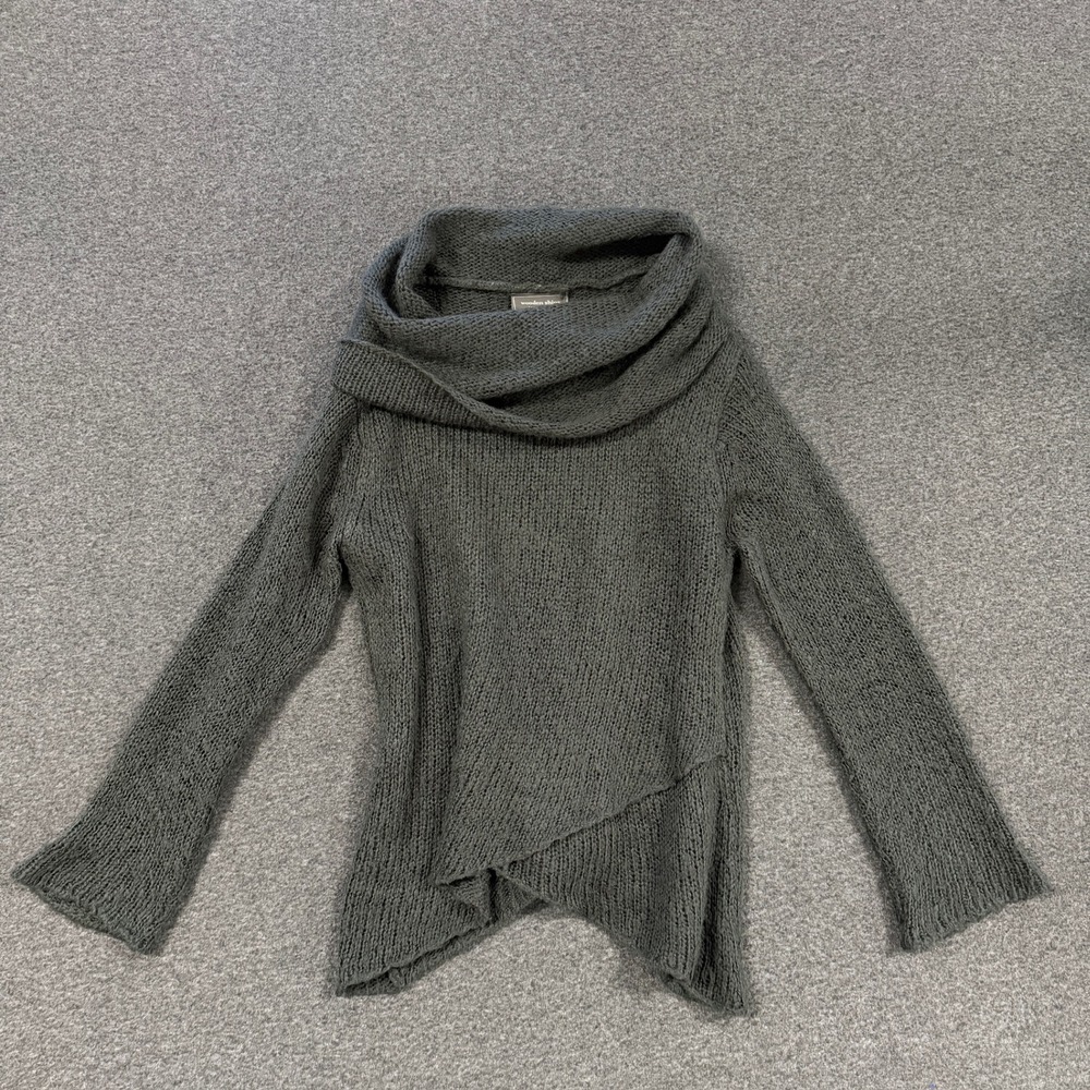 Wooden Ships Cowl Neck Sweater Womens S Grey Good Asymmetrical Knit